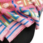 Women Long Sleeve Sweater Cardigan Twist Cable Knitted V-Neck Knitwear Coat Button Down Rainbow Jacket - Image 6