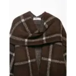 2025 New Women Fashion Plaid Knitted Cardigans Long Sleeve Scarf Collar Sweater Cardigan Autumn Winter New Style Knitwear Coat - Image 5