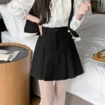 Seoulish High Waist Vintage Woolen Women's A-line Short Skirts 2025 New Vintage Autumn Winter Pleated Casual Skater Mini Skirts - Image 2