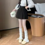 Seoulish High Waist Vintage Woolen Women's A-line Short Skirts 2025 New Vintage Autumn Winter Pleated Casual Skater Mini Skirts - Image 4